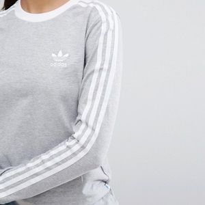 Adidas Originals Gray Three Stripe Long Sleeve